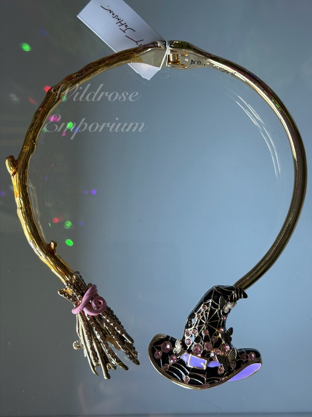 Betsey Johnson Witch Broom Web Hat Hinge Collar Statement Necklace Halloween - Picture 7 of 15